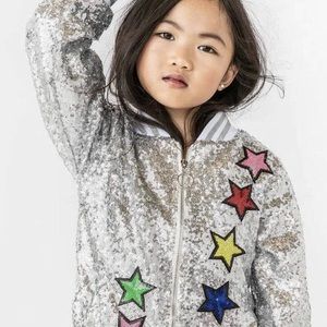 Lola + The boys GIRLS UNICORN SEQUIN BOMBER